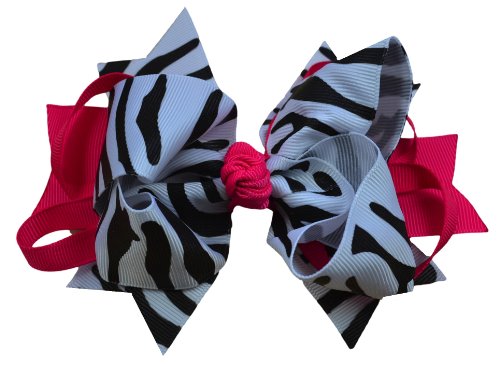 5 inch Shocking Pink Zebra Ring Hair Bow