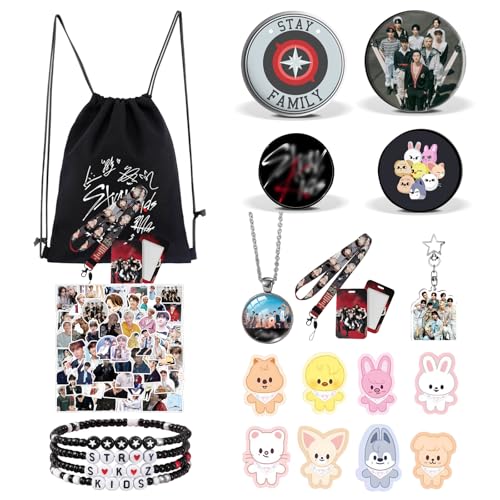 Coffret cadeau SKids pour fans de Kpop avec sac à cordon et bracelets STAY