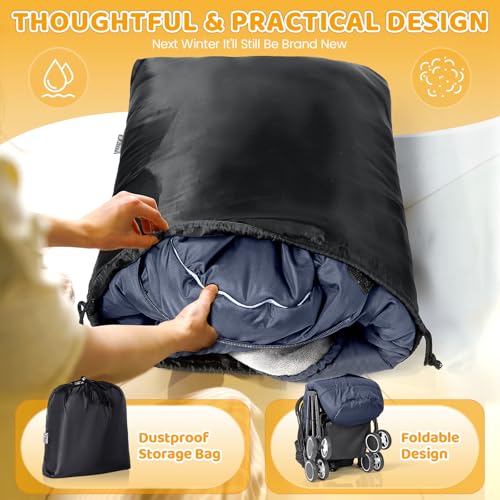 Image of Orzbow Stroller Footmuff Universal - Weather-Proof Bunting Bag for Toddler, Warm Fleece Sleeping Bag for Cold Weather, Easily Attaches to Most Strollers, Baby Boys Girls Winter Essentials, Blue