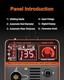 FEIFANKE Gasless MIG Welders 240V 135A Portable Welding Machine 3-in-1 MIG/ARC/Lift TIG Inverter Welder IGBT Synergy Stick Welder Smart Digital LED Dispaly with Flux Core Welding Wire and MIG Torch