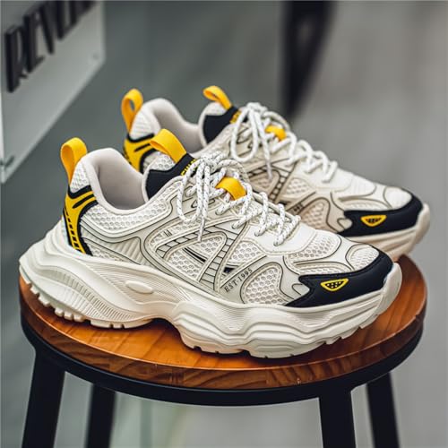 Men's Fashion Breathable Chunky Platform Lace-Up Sneakers Retro Non Slip Workout Sport Dad Shoes for Tennis Walking Driving Daily3