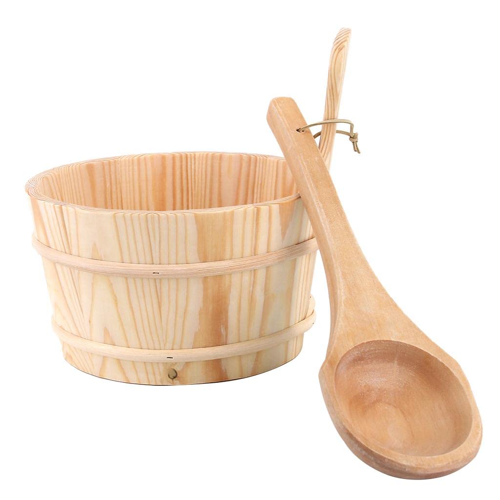 Sauna Bucket and Ladle Bathroom Natural Wooden Bucket Sauna Spa Bath Parts with Smooth Surface, Delicate Design | Yard, Garden & Outdoor Living | Pools & Spas | Saunas-image-46