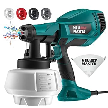 NEU MASTER Upgraded Paint Sprayer - Fence Paint Sprayers [500W/1200ml/4 Nozzles/3 Patterns] HVLP Electric Spray Gun for Home Interior and Exterior, Cabinets, House, Fence, Ceiling