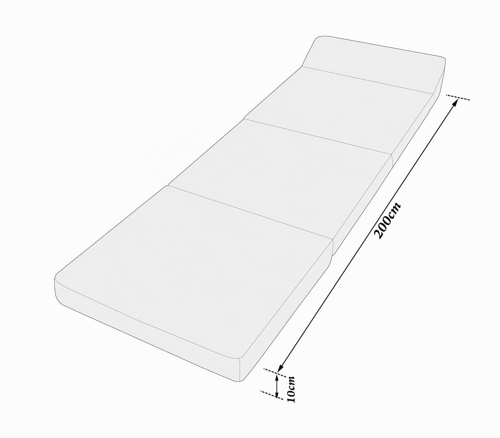 Matelas lit Fauteuil futon Pliable Pliant Choix des Couleurs - Longueur 200 cm (Paris)