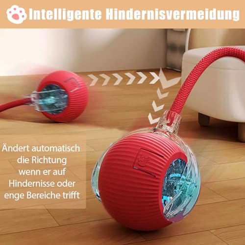 Katzenspielzeug, Geräuscharmes Katzenspielzeug Selbstbeschäftigung, Interaktives Katzenspielzeug mit USB, Intelligente Hindernisvermeidung Katzenspielzeug Elektrisch Ball, Spielzeug für Katzen – Bild 3