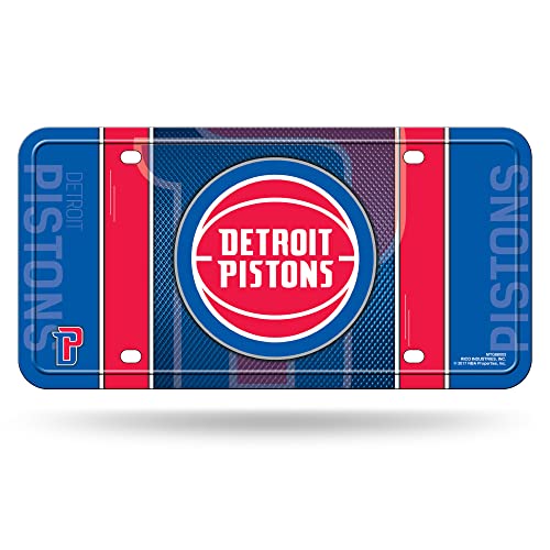 Rico Industries unisex NBA Detroit Pistons Metal License Plate Tag, Team Color, 6 x 11.5- US