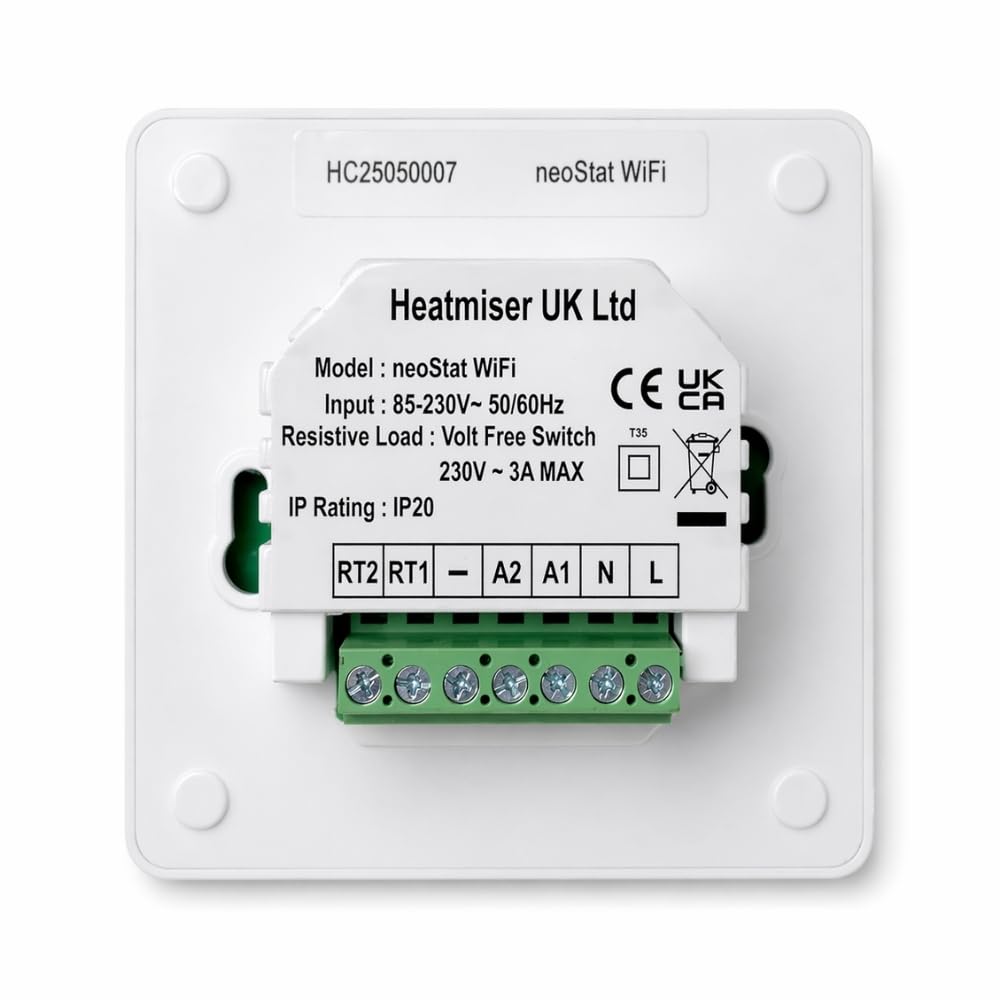 Heatmiser NeoStat termostat WiFi, inteligentny programowalny termostat pokojowy do ogrzewania podłogowego na mokro i centralnego ogrzewania, sterowanie aplikacją 230 V, Alexa Google Home, nie wymaga