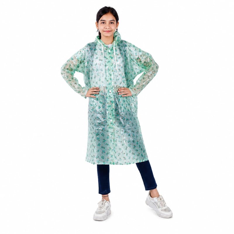 Image of Aristocrat Kids Humpty Dumpty Waterproof Raincoat with Hood | Knee Length Rainwear for Boys & Girls | Regular Fit Rain Jacket with Two Front Pockets | All-Weather Protection Rainwear