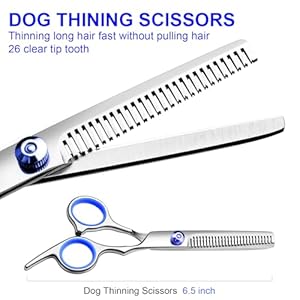 Professional Dog Grooming Scissors Kit Titanium Coated Dog Scissors for Grooming Grooming Shears Kit Thinning Curved Scissors and Comb for Dog Cat Pet Blue 4 in 1