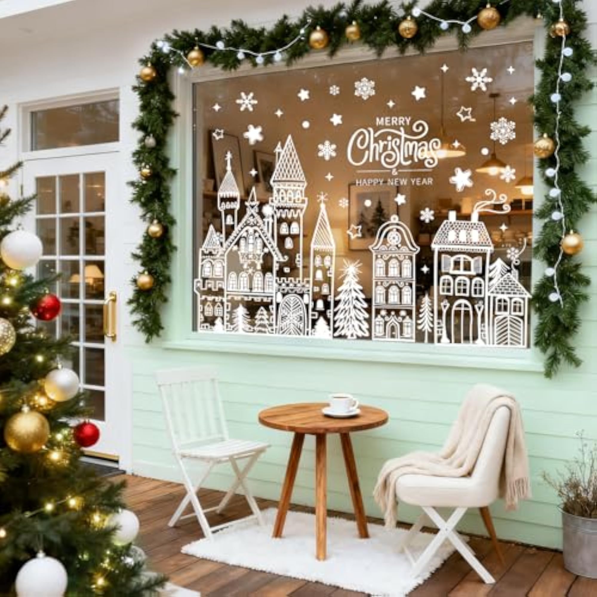 GAEEP Christmas Window Stickers, Double Sided, Large
