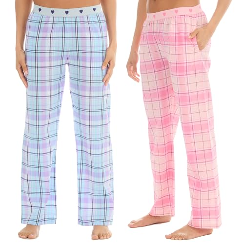 INSIGNIA Ladies Pyjamas Lounge Pants Check (2 PACK) (New Pink & Lilac M)