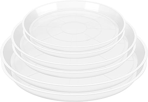 Miniatura 9 de OUPSAUI Bandeja para macetas de 12, 14, 16, 18, 20 pulgadas, paquete de 6 platillos transparentes para interiores y exteriores, bandeja de goteo de
