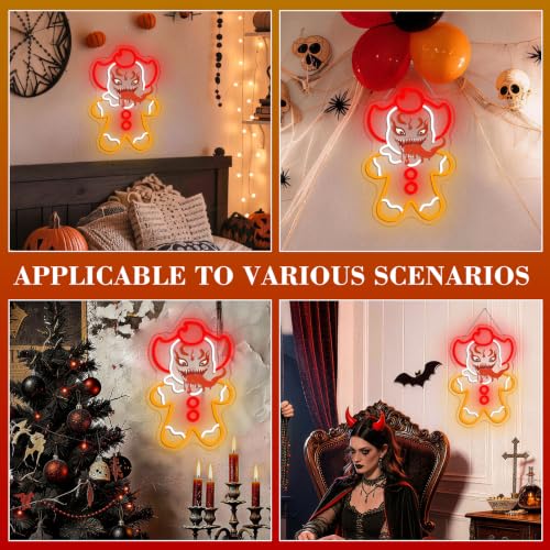 Image of Gingerbread Man Neon Sign Horror LED Wall Light for Halloween Party Decor