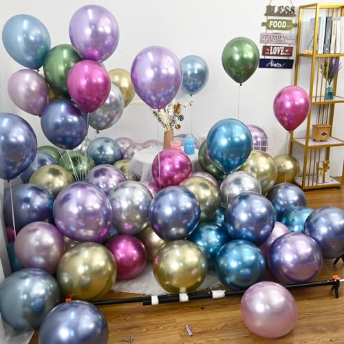 Image of Jobkoo Metallic Green Balloons, 12Inch Chrome Dark Green Balloons 30Pcs Retro Sage Olive Green Metallic Party Balloons Hunter Green Chrome Helium Balloon for Jungle Birthday Graduation Wedding Decor