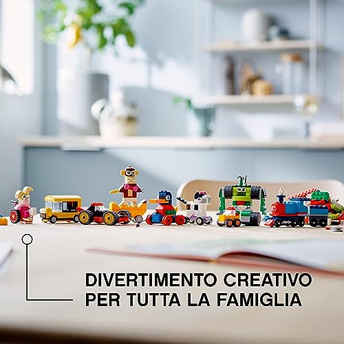 Classic Mattoncini e Ruote, Set con 9 Modellini da Costruire con Mattoncini Colorati tra cui Skateboard, Treno, Macchina e Robot Giocattolo, Giochi Creativi per Bambini e Bambine da 4 Anni 11014 - Lego - Immagine 7