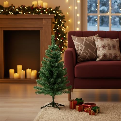 Image of CraftVatika Christmas Tree 3 Feet for Xmas Party Decoration, X Mas Tree for Home Office Table Decor, Christmas Party Items, Merry Christmas Tree with Stand for Xmas