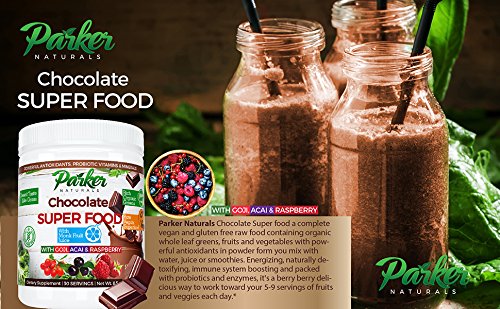 Berry Green Chocolate Superfood Powder with Organic Greens & Organic Fruits, Enzymes, Probiotics, Antioxidants, Vitamins, Minerals - Alkalize & Detox - Non GMO, Vegan & Gluten Free - 240 Grams.