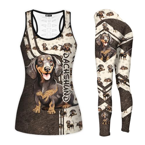 CENCORY ttlg_ttt212312q04 Camiseta sin Mangas y Leggings Huecos, Dachshund marrón, XL Unisex Adulto