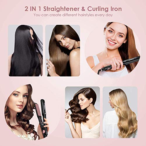 Ruoxu 2 in 1 Straightener and Curler, Hair Straightener Flat Iron