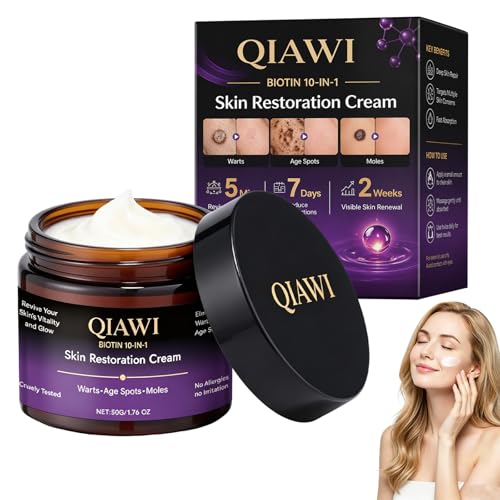 QIAWI Biotin 10 in 1 Skin Restoration Cream Natural Ingredient Skin Cream - Deeply Moisturizes & Reduces Blemishes for All Skin Types 50g/1.76oz (1 PC)
