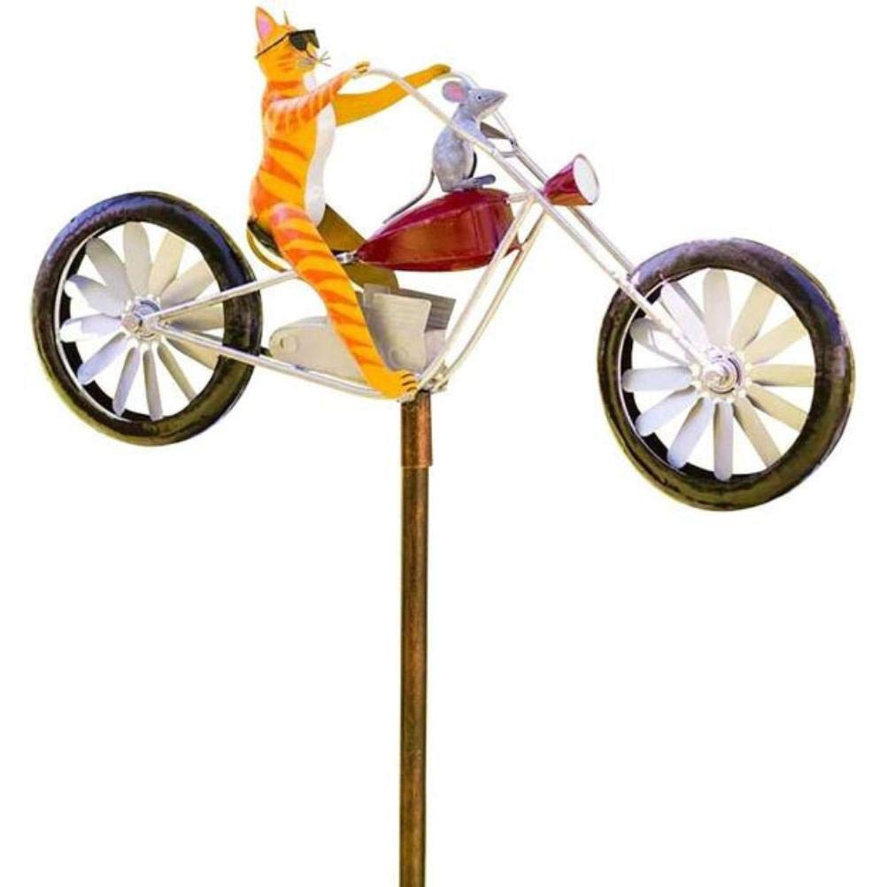 Vintage Metal Animal Bike Sculpture for Garden Yard, 19x19cm, Cat with