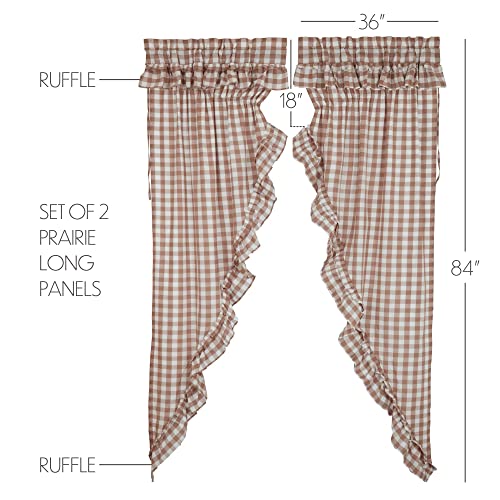 VHC-Brands-Annie-Buffalo-Portabella-Check-Farmhouse-Ruffled-Prairie-Panel-Curtain-Set-84x36x18 VHC Brands Annie Buffalo Portabella Check Farmhouse Ruffled Prairie Panel Curtain Set 84x36x18