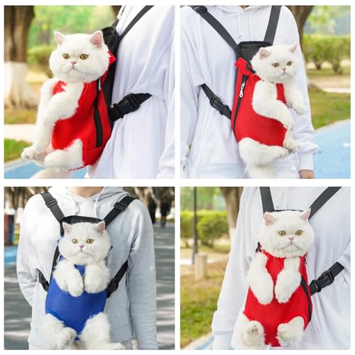 Hunde Rucksack für 1.1-2.3kg, Verstellbare Welpen Haustier Rucksack Hund Tragetasche, Camping und Reisen, Schultertasche für kleine und mittelgroße Hunde, Katzen, Kaninchen (Blau, S)