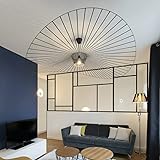 Qiaomao Vertigo Lampe , Modern Vertigo Pendelleuchte E27 LED Kronleuchter Retro Wohnzimmer, Glasfiberstahl + Polyurethan Vintage Hut Hängeleuchte, Esszimmer-Kronleuchter, Schwarz100cm