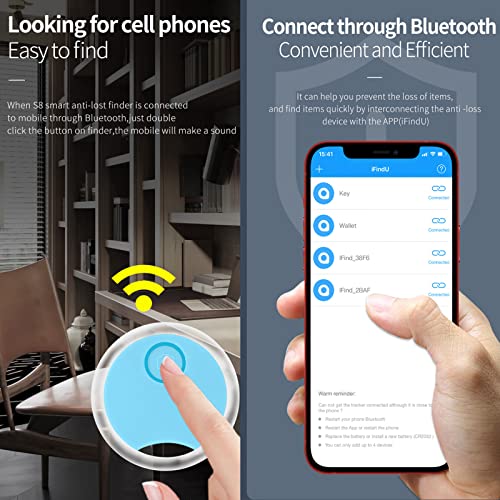 XUBX 2 Pack Schlüsselfinder Tags, Wireless Handy-Finder, Gegenstandsfinder, Smart Tracker, Bidirektionalem Alarm Anti-Lost Key Finder, Schlüsselanhänger Wallet Locator für Schlüssel, Gepäck, Haustiere