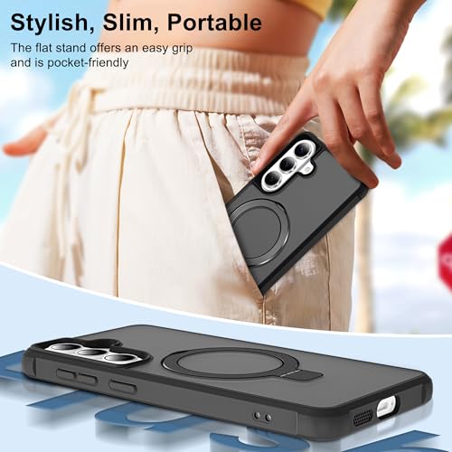 Lufanbis Magnetic Stand for Samsung Galaxy S26 Plus Case [10 FT Certified Drop Protection] with Kickstand, Matte Translucent Slim Case for S26 Plus 6.7", Black by Lufanbis - Used condition - Image 5