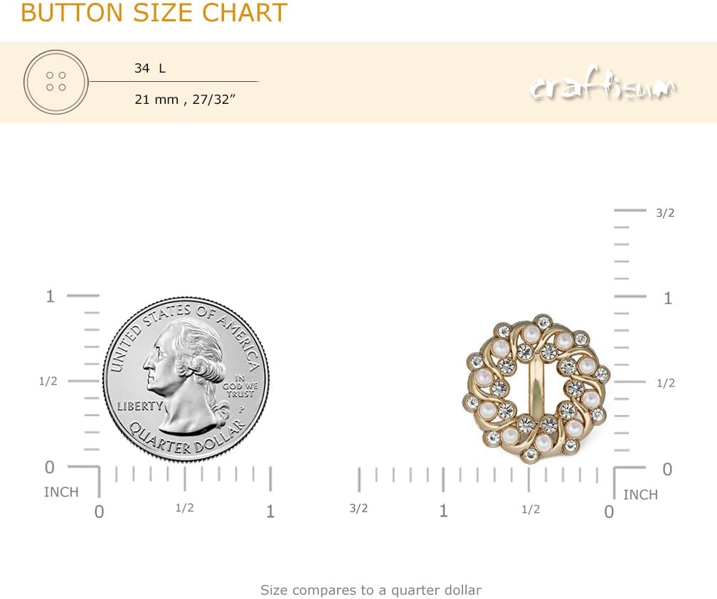 20 pcs Openwork Faux Pearl and Rhinestones Embellished Metal Sewing Shank Buttons - 21mm - 27/32"