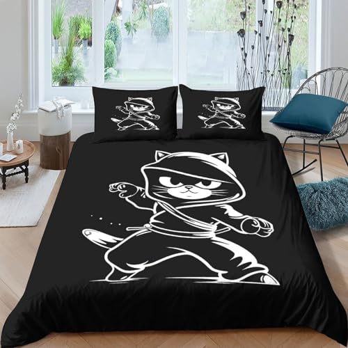 Housse de couette chat noir en microfibre douce anti-plis - 2