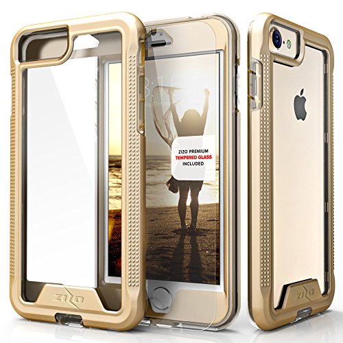Zizo ION Series Compatible with iPhone 6S Plus Case Military Grade Drop Tested with Tempered Glass Screen Protector iPhone 6 Plus Case Gold Clear