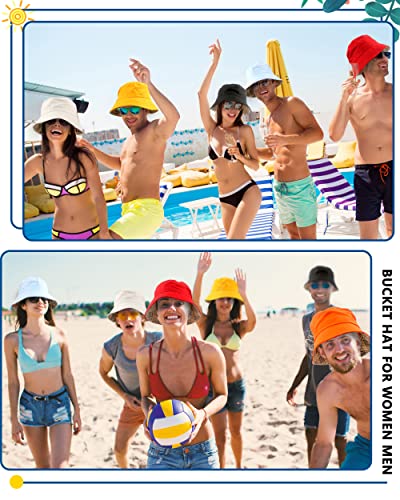 Cotiny 8 Pack Bucket Hats Summer Beach Sun Hat Cotton Reversible Hats Bulk For Women Men Camping Hunting Traveling Fishing (Color Set 2) #TOP2