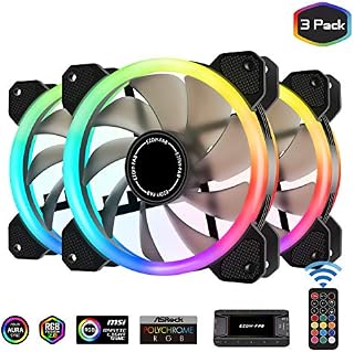 EZDIY-FAB RGB Dual Ring 120mm Case Fans,5V Motherboard Sync,Speed Adjustable,RGB Sync Fan