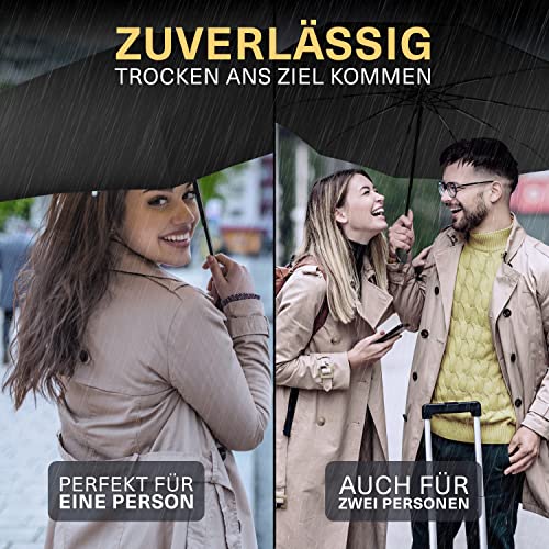 WALKINGLINE Regenschirm Sturmfest bis 140 km/h Inkl. Tasche - Taschenschirm mit Auf-Zu-Automatik, klein, leicht & kompakt, windsicher, stabil Regenschirm klein Umbrella Schirm