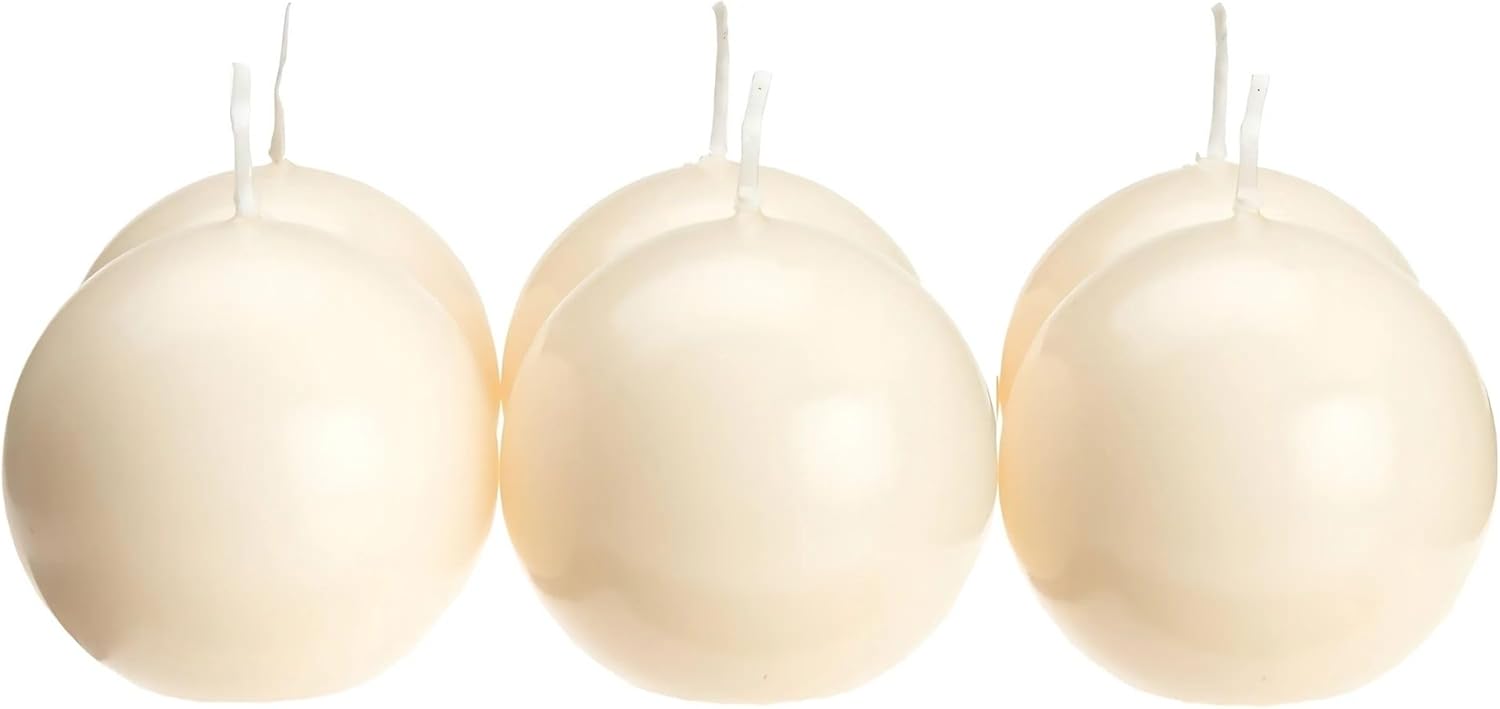 Biedermann & Sons 2-1/2-Inch Round-Shaped Ball Candles Champagne, Set of 6