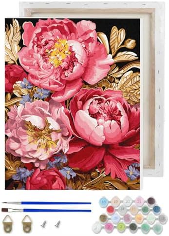 Amazon.com: VIGEGU Peonies Paint by Numbers Kit for Adults Beginner ...