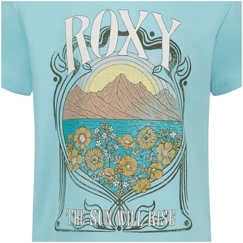 Image of Roxy Girls' Short Sleeve Boyfriend Fit Logo Tee, Crew Neck Graphic T-Shirt, Soft & Comfortable