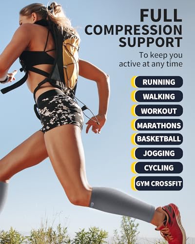 Image of CAMBIVO Calf Compression Sleeve 3 Pairs Footless Compression Socks Running | Leg Sleeves for Men & Women, 15-20mmHg, Shin Splints Relief & Recovery, Fitness, Cycling, Varicose Veins, Travel, Nurse