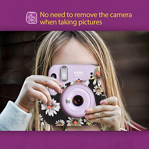 Wolven Protective Case Bag Purse Compatible With Mini 11 Mini 9 Mini 8 Mini 8+ Camera, Black Flower Floral #TOP1