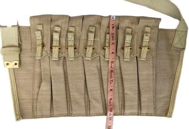 (Light Khaki) War Equine Militaria British WWII Sten Gun Seven Pocket Magazine Bandolier Reproduction