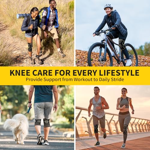 Image of CAMBIVO 2 Pack Copper Knee Braces for Knee Pain, Knee Compression Sleeve for Men and Women, Knee Support for Meniscus Tear, Running, Weightlifting, Workout, ACL, Arthritis, Joint Pain Relief (Gold, Small)