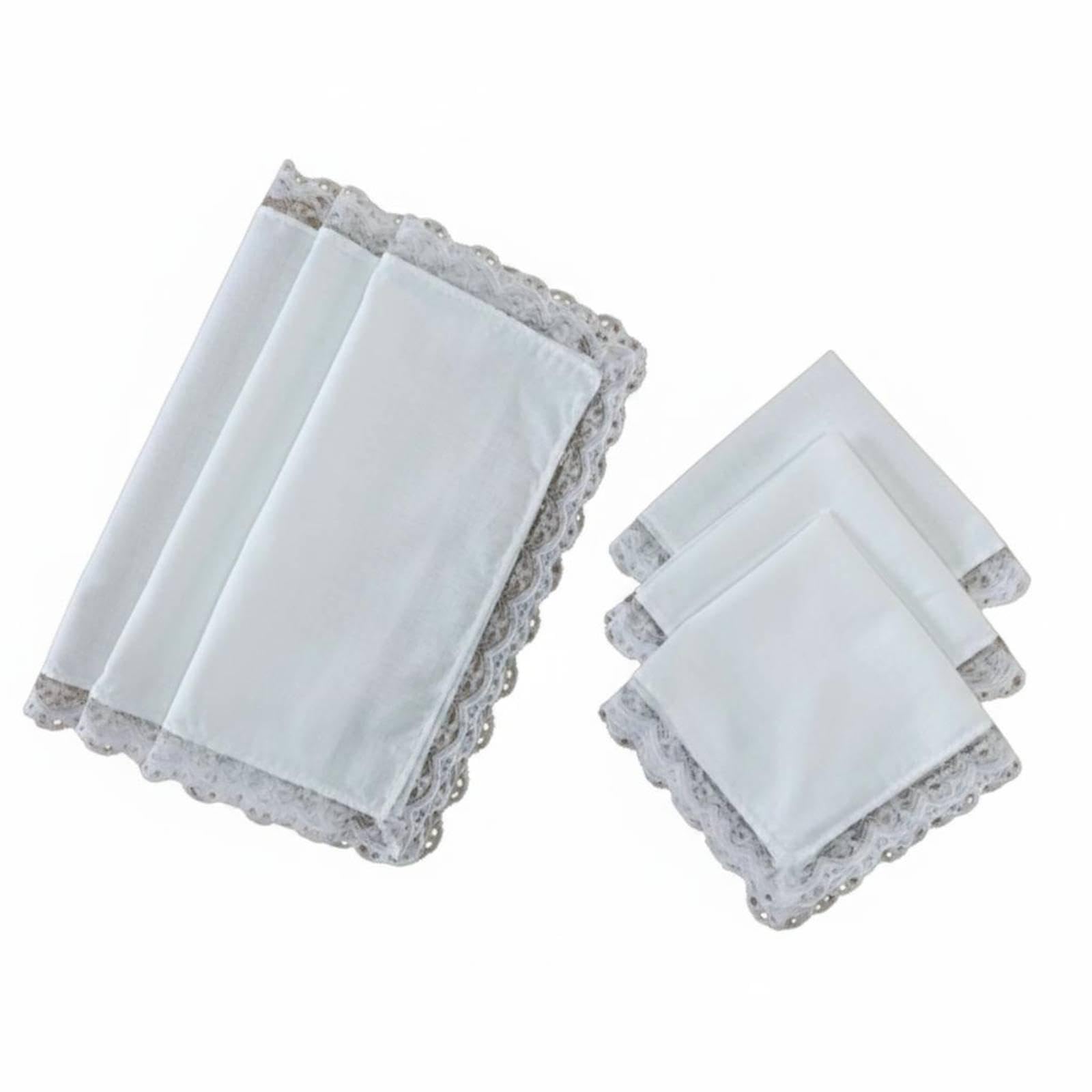 6 Pieces White Handkerchief Handmade Lace Trim Handkerchief Soft DIY Hanky for Crafting, Travel, School|Clothing, Shoes & Accessories| Vintage| Vintage Accessories| Handkerchiefs-image-13