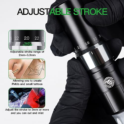 Dragonhawk Tour Y23 Wireless Tattoo Kit 2 Replaceable Batteries Tattoo Pen Machine Gun Kit with 6 Strokes Length Change - Thumbnail 3