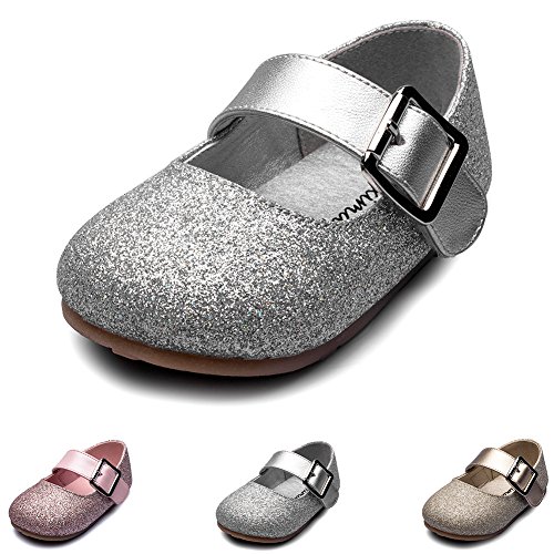 Little Girl's Adorable Buckle Ballerina Flat,Silver,Little Kid,11M
