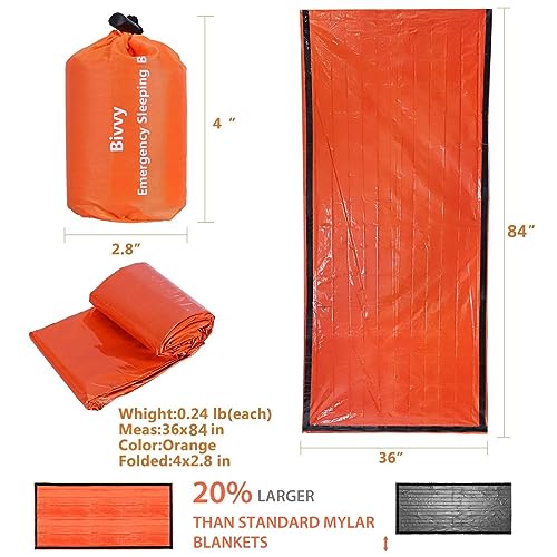 Image of Emergency Thermal Sleeping Bag, Survival Bivvy Sacks Blanket with Whistle, Waterproof Lightweight Survival Shelter Blanket Bag Gear for Outdoor Hiking Camping Advanture Multi