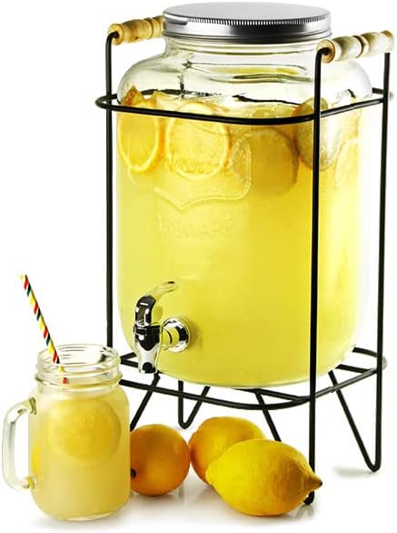 bar@drinkstuff Yorkshire Mason Jar Drinks Dispenser with Stand 8ltr - Case of 2 Beverage Dispenser, Mason Jar Beverage Dispenser, Juice Dispenser, Cocktail Dispenser, Vintage Drinks Dispenser