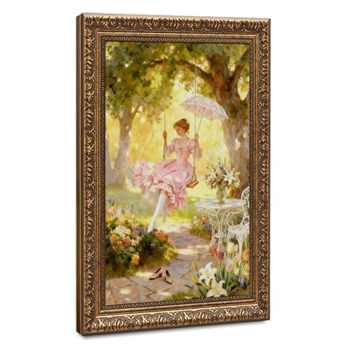 Balançoire de Jardin Romantique Poster Toile 40x61cm pour Rénover un Mur Vide