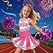 knemmy Cheerleader Costume for Girls Cheerleading Outfit Cheer Leader Dress for Halloween Party, Pink
